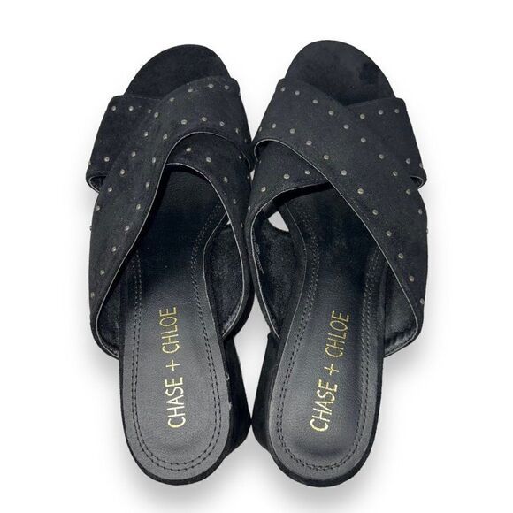 Chase + Chloe Butter Block Heeled Criss Cross Heels Black Women's 6.5 - Picture 9 of 10